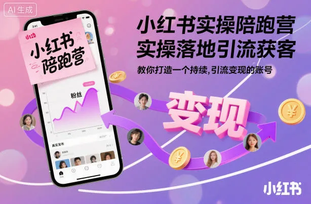 小红书实操陪跑营:引流获客技巧,打造持续变现账号-资源项目网