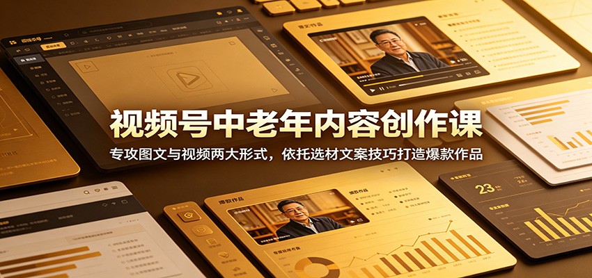 中老年视频号内容创作课:图文与视频技巧,打造爆款作品-资源项目网