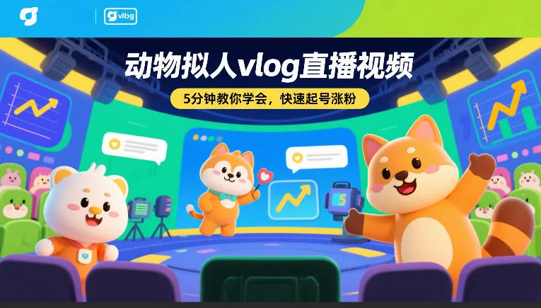 动物拟人Vlog直播教程:5分钟学会快速起号涨粉-资源项目网