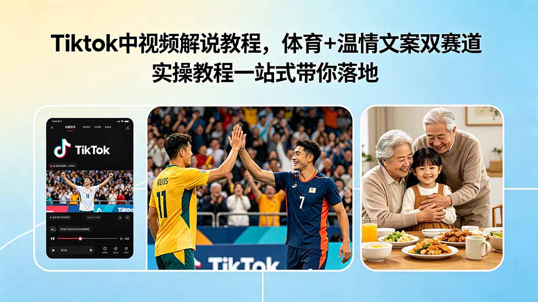 Tiktok视频解说教程:体育与温情文案双赛道实操,一站式落地指南-资源项目网