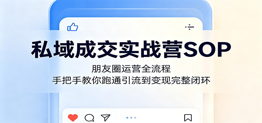 私域成交实战营SOP：朋友圈运营全流程，手把手教你跑通引流到变现完整闭环-资源项目网