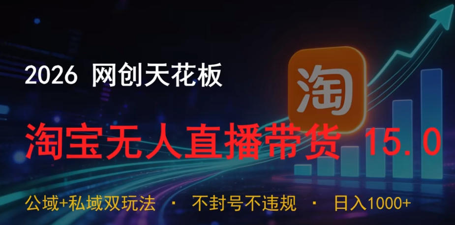 2026网创天花板：淘宝无人直播带货日入1k+，公私域双策略揭秘-资源项目网