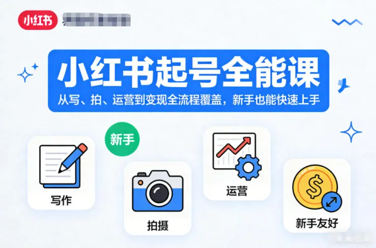 小红书起号全能课程:从写作、拍摄到运营变现,新手快速上手指南-资源项目网