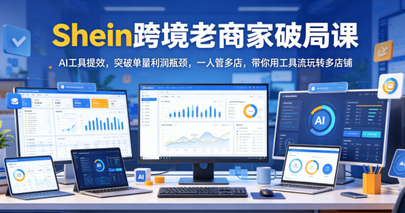 Shein跨境老商家AI工具高效运营,多店铺管理技巧,单量利润突破瓶颈-资源项目网