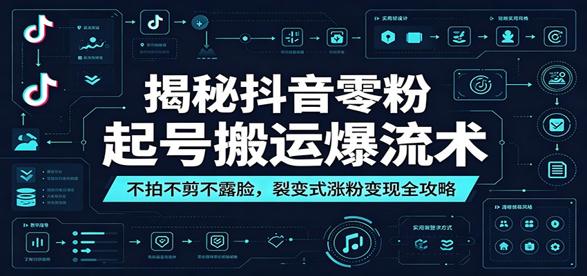 揭秘抖音零粉丝起号搬运爆流术：不拍不剪不露脸，裂变式涨粉变现全攻略-资源项目网
