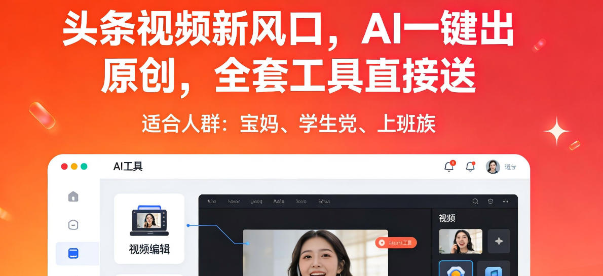AI一键生成原创视频，全套工具免费送，人人可操作，揭秘头条新风口-资源项目网