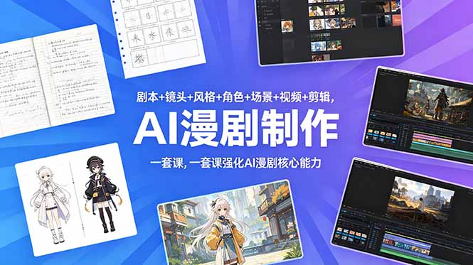 AI漫剧核心能力提升课程:剧本、镜头、风格、角色、场景与视频剪辑技巧-资源项目网
