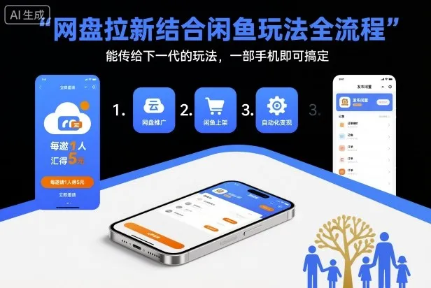 “网盘拉新与闲鱼结合的全流程指南：一部手机轻松搞定，附入口及实操教程”-资源项目网