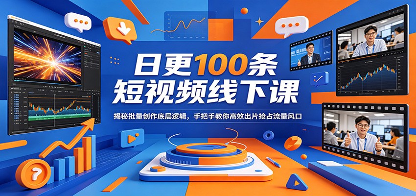 揭秘批量创作短视频高效出片技巧：日更100条视频线下课程-资源项目网