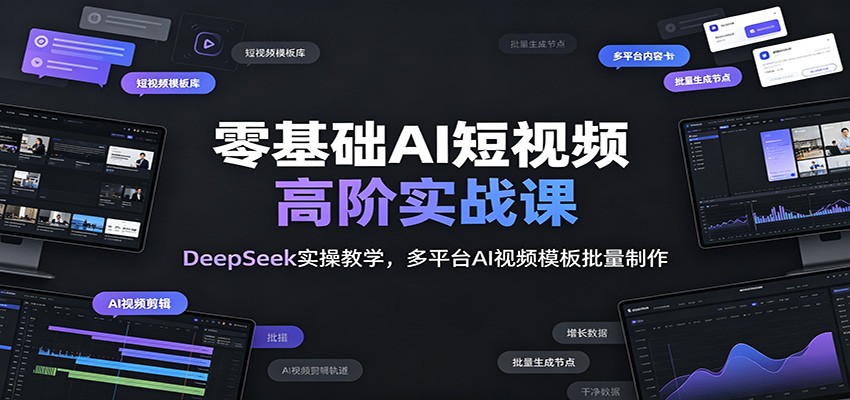 零基础AI短视频高阶实战课：DeepSeek实操教学，多平台AI视频模板批量制作-资源项目网