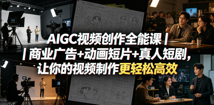 AIGC视频创作全能课程：商业广告、动画短片、真人短剧，提升视频制作效率-资源项目网