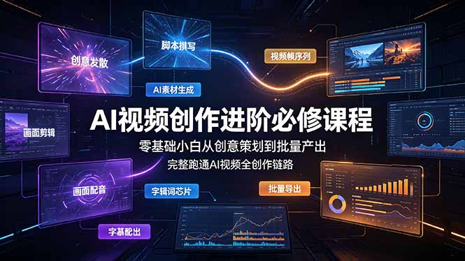 AI视频创作进阶课程：零基础到批量产出，完整掌握AI视频创作全流程-资源项目网