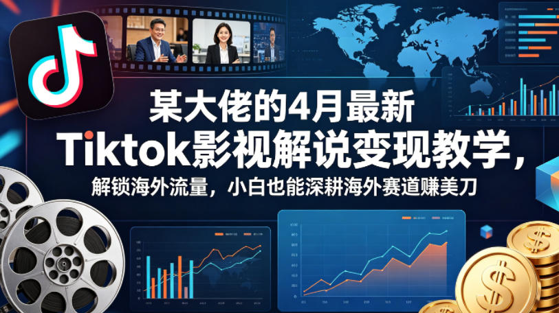 “某大佬4月最新Tiktok影视解说变现教程：小白海外流量解锁与美刀收入攻略”-资源项目网