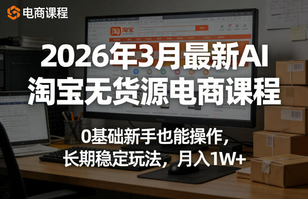 2026年3月AI淘宝无货源电商课程：新手入门，月入1W+-资源项目网