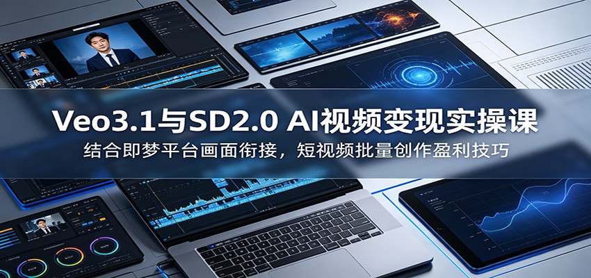 Veo3.1与SD2.0 AI视频变现实操课：结合即梦平台画面衔接，短视频批量创作盈利技巧-资源项目网