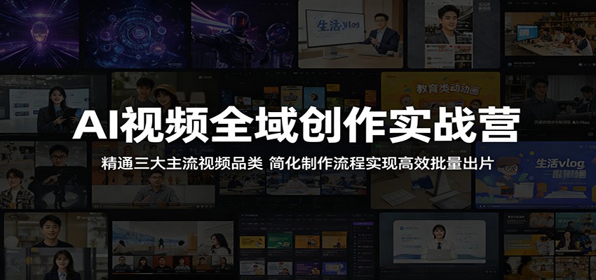 AI视频全域创作实战营：掌握三大主流视频品类，简化流程高效批量出片-资源项目网