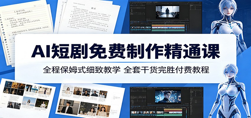 AI短剧制作精通课：全程保姆式教学，免费干货超越付费课程-资源项目网