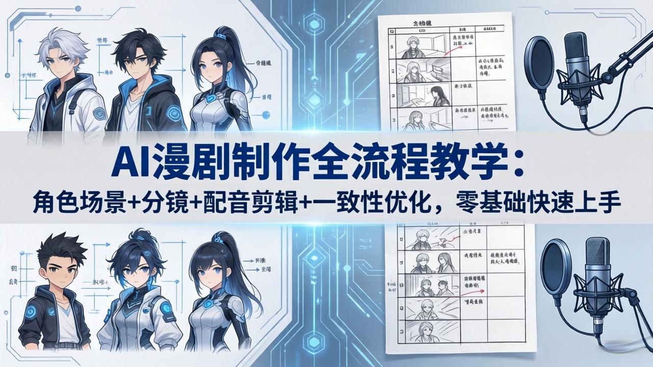AI漫剧制作全流程教学：零基础快速上手角色场景、分镜、配音剪辑及一致性优化-资源项目网