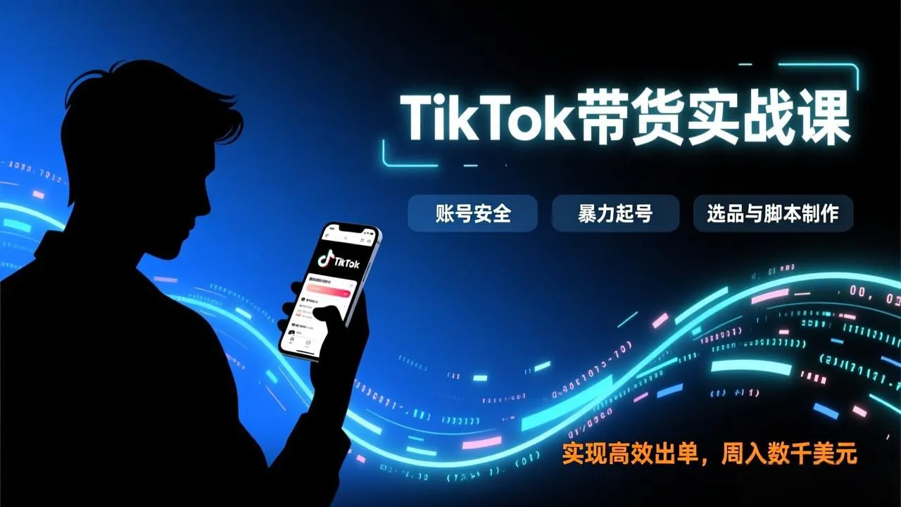 TikTok带货高效课程:账号安全、起号技巧、选品与脚本制作,助你月入过万-资源项目网
