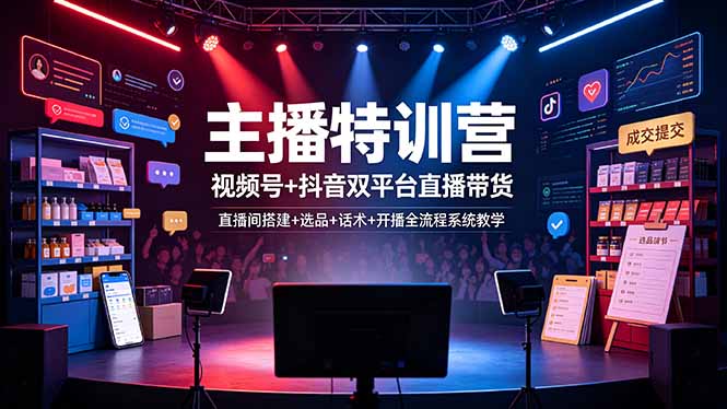 主播特训营：视频号+抖音双平台直播带货全流程系统教学-资源项目网