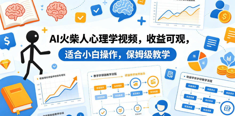 AI火柴人心理学视频教程，新手易上手，保姆级指导收益高-资源项目网