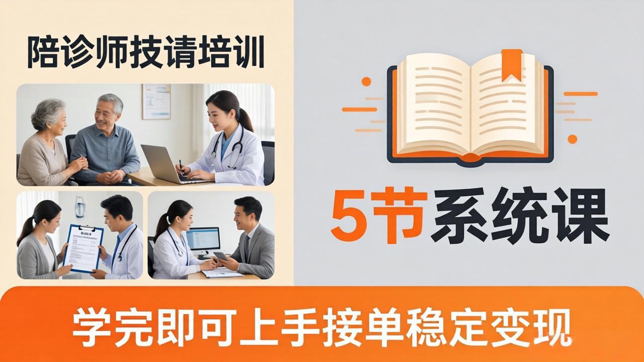 “5节系统课程带你掌握陪诊师核心技能，轻松接单稳定变现”-资源项目网
