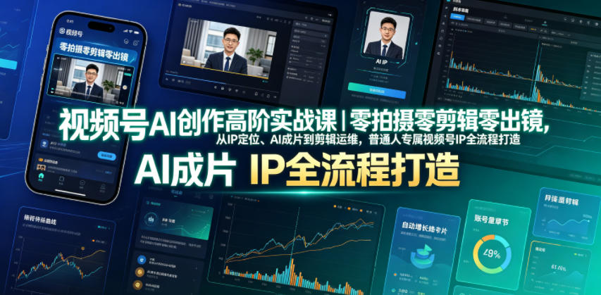 视频号AI创作高阶实战课：零基础打造专属视频号IP，从定位到运维全流程解析-资源项目网