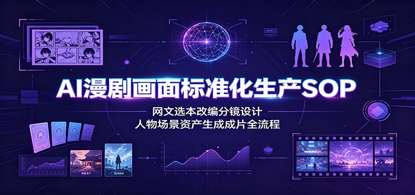AI漫剧画面标准化生产SOP：网文选本改编分镜设计，人物场景资产生成成片全流程-资源项目网