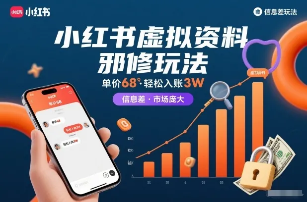 小红书虚拟资料赚钱秘籍，68元入手轻松赚3万，信息差市场大揭秘-资源项目网