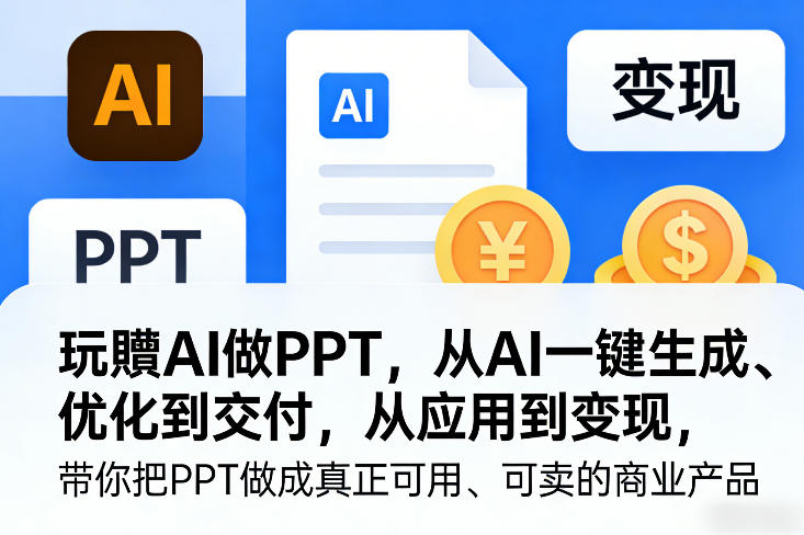 AI驱动PPT制作：一键生成、优化至交付，应用到变现，打造商业价值产品-资源项目网