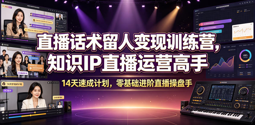 直播话术留人变现训练营：14天速成计划，零基础进阶直播操盘手-资源项目网
