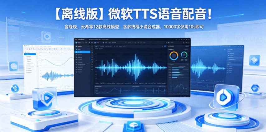 【离线版】微软TTS语音配音：含12款模型，多线程小说合成器，10秒生成10000字-资源项目网