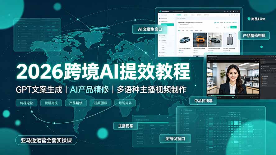 2026年GPT文案生成与AI产品精修教程：多语种主播视频制作及亚马逊运营实操课程-资源项目网