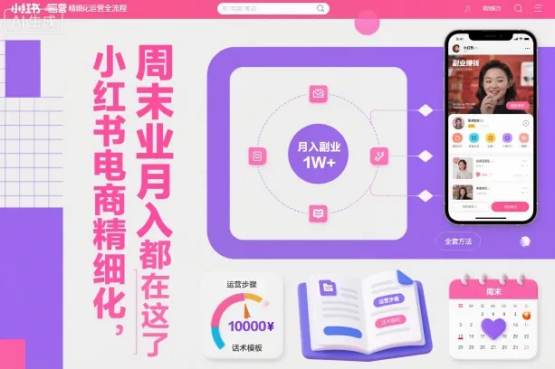 小红书电商精细化运营全流程，周末副业月入1W+，全套方法都在这了-资源项目网