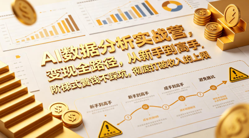 AI数据分析实战营：新手到高手的阶梯式赚钱策略，彻底突破收入上限-资源项目网