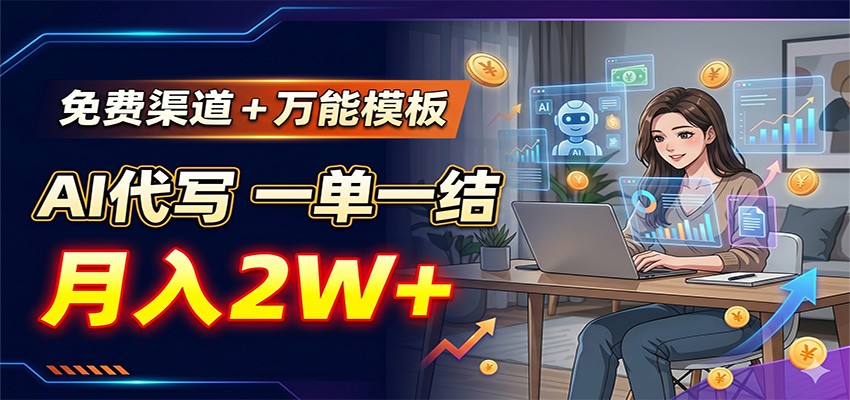 AI代写服务:月入2万+,免费渠道+万能模板-资源项目网