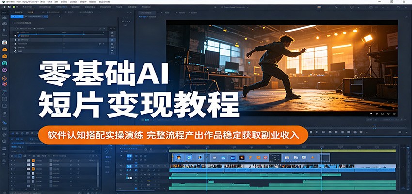 零基础AI短片变现教程：软件认知与实操演练，完整流程产出稳定副业收入-资源项目网