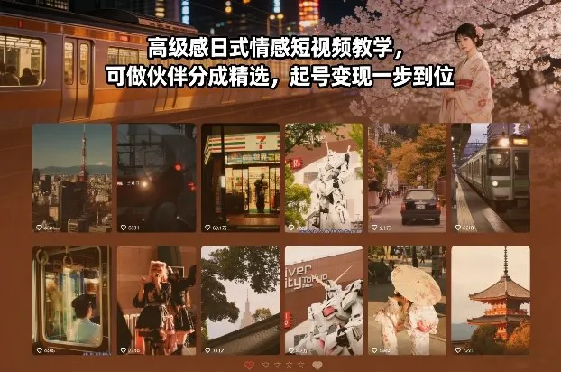 高级日式情感短视频教学，伙伴分成精选起号变现-资源项目网