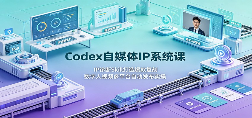 Codex自媒体IP系统课：掌握爆款复刻技巧，数字人视频多平台自动发布实操-资源项目网