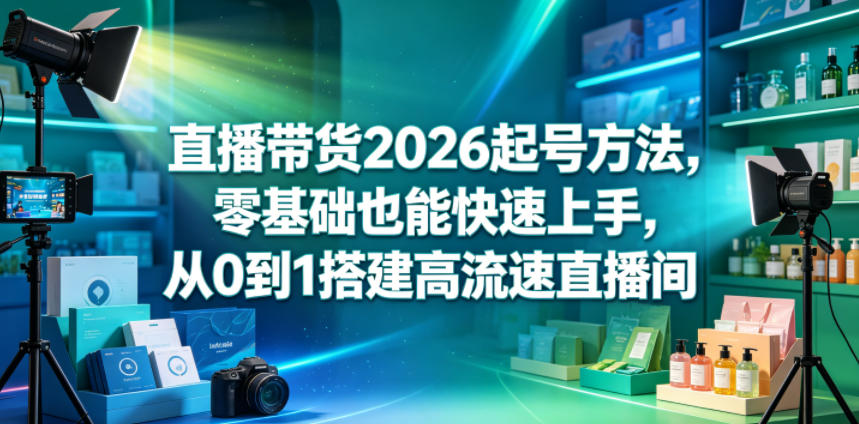直播带货2026起号技巧，零基础快速上手，从0到1搭建高流速直播间-资源项目网