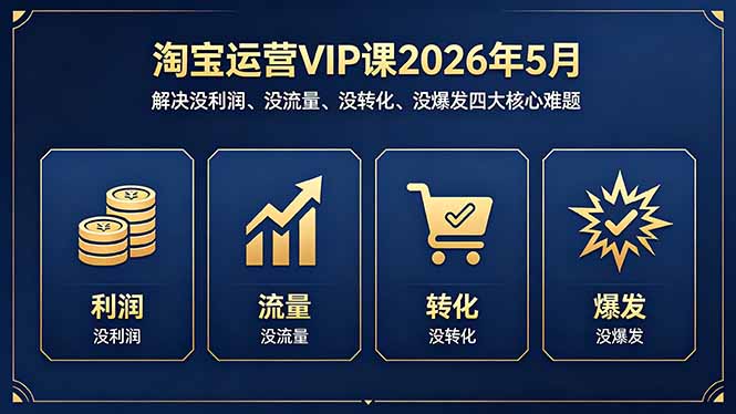 淘宝运营VIP课程：2026年5月，破解四大难题，提升利润与流量-资源项目网