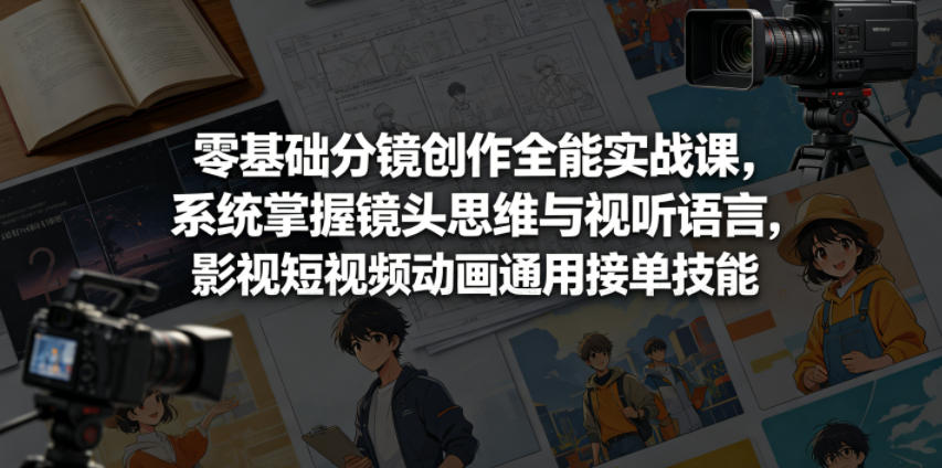 零基础分镜创作全能实战课：掌握镜头思维与视听语言，影视短视频动画接单技能-资源项目网