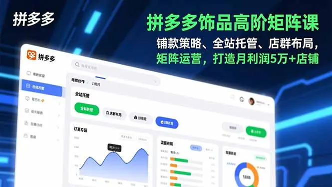 拼多多饰品高阶矩阵课程：铺货策略、全站托管、店群布局，打造月利润5万+店铺-资源项目网