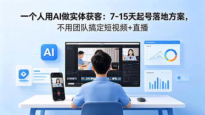 AI实体获客7-15天起号落地方案，短视频+直播无团队操作-资源项目网