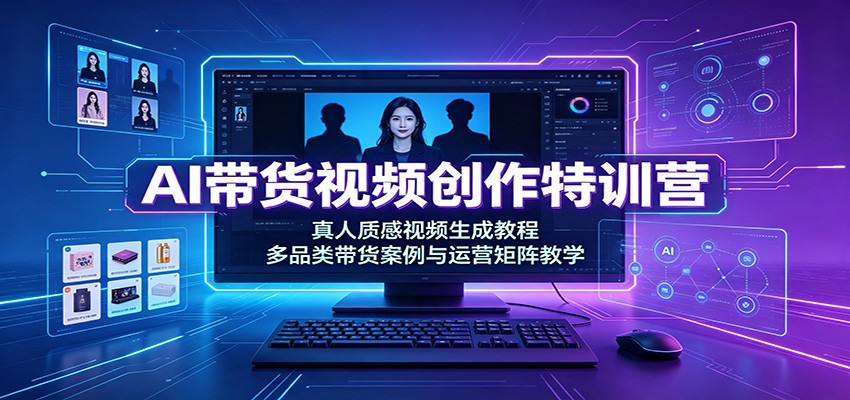 AI带货视频创作特训营:真人质感视频生成教程,多品类带货案例与运营矩阵教学-资源项目网