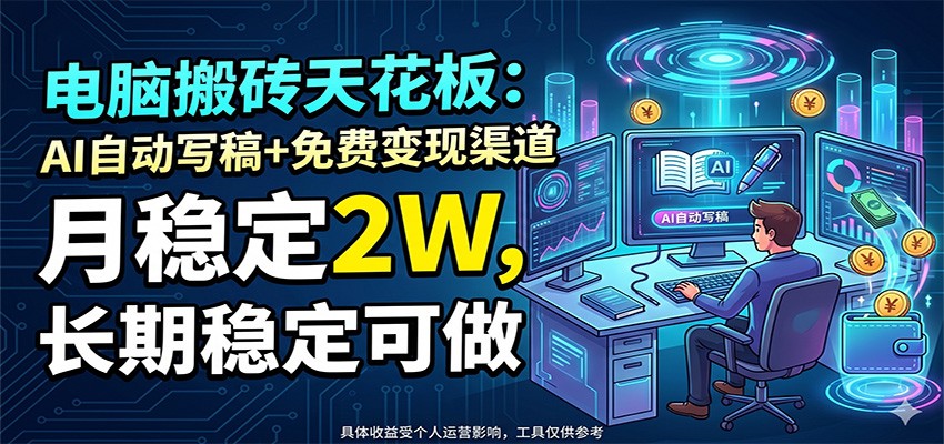 AI自动写稿+免费变现渠道，月入2万+长期稳定可做-资源项目网