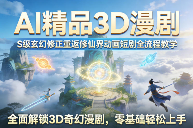 AI精品3D漫剧S级玄幻修正重返修仙界动画短剧全流程教学，零基础轻松解锁3D奇幻漫剧-资源项目网