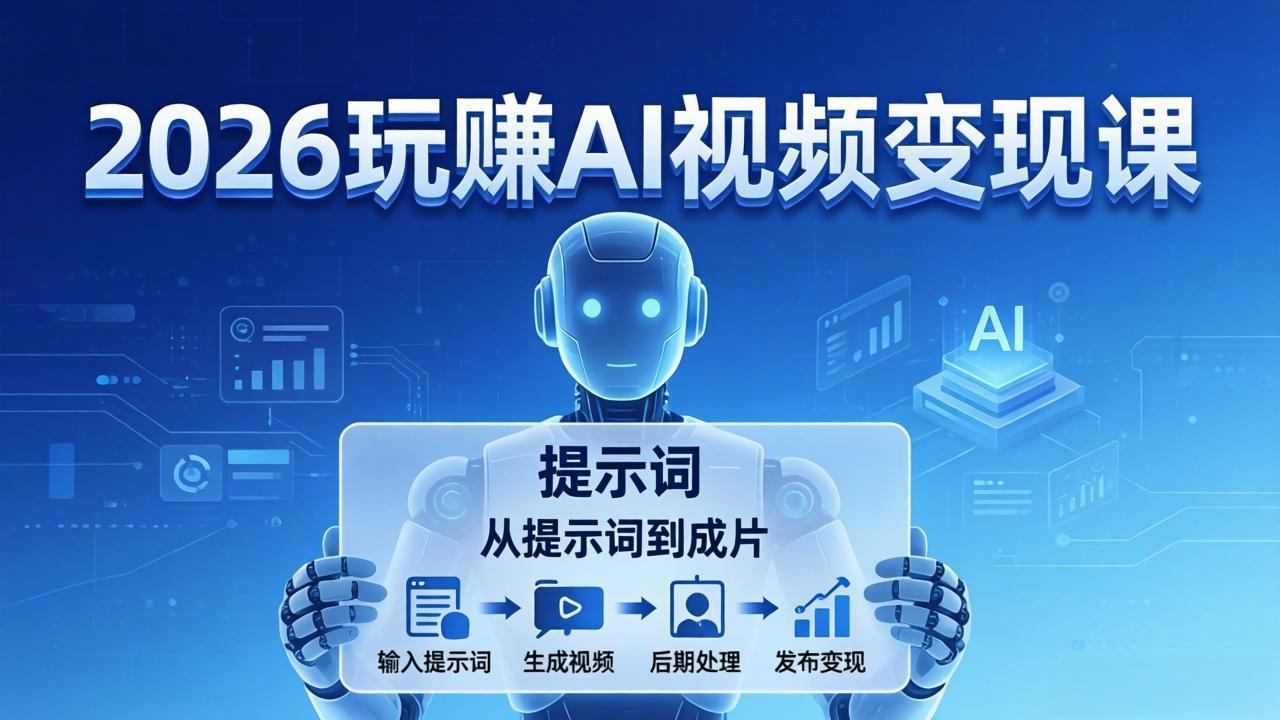 2026 AI视频变现课程：掌握AI视频全流程技能，高效产出提示词到成片-资源项目网