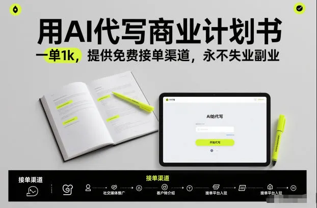 AI代写商业计划书，一单1k，提供免费接单渠道，实现永不失业副业-资源项目网