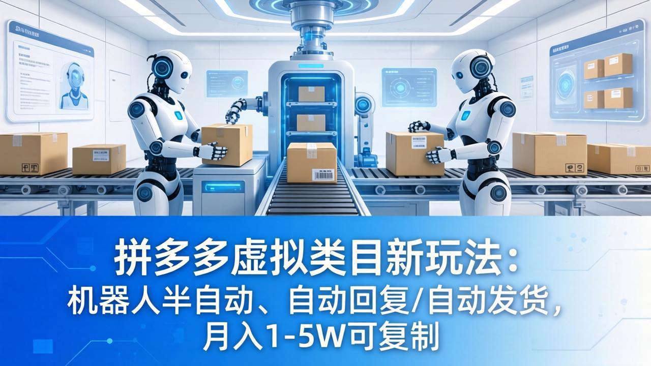 拼多多虚拟商品新策略：机器人自动回复与发货，月入1-5万可复制-资源项目网